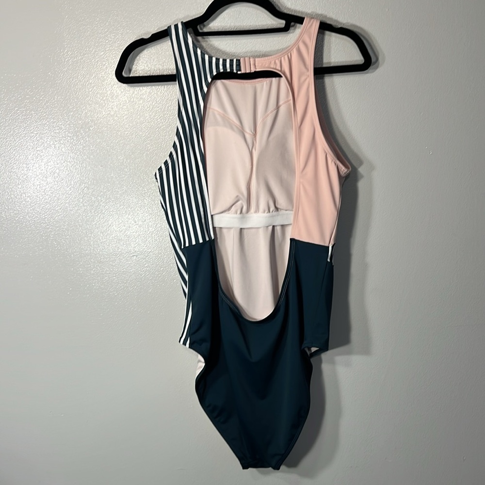 Seneta Athletics One Piece Bathing Suit in Pink, Green & White Sz XL - Picture 3 of 10